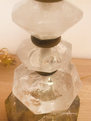 Rock Crystal & Tiger's Eye Table Lamps - a Pair