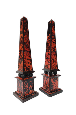 Vintage Obelisks With Faux Shell Veneer - A Pair