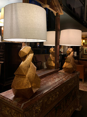 Christopher Guy Gold Mahogany Table Lamps - a Pair