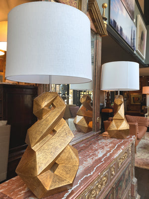 Christopher Guy Gold Mahogany Table Lamps - a Pair