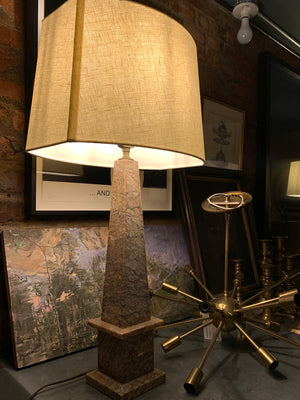 20th Century Marble Obelisk Table Lamps - a Pair