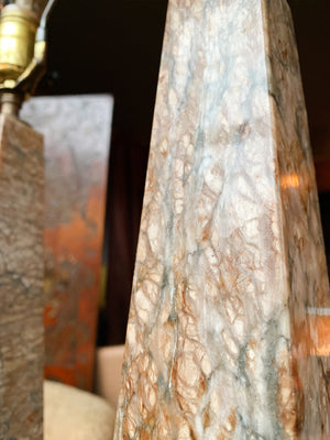 20th Century Marble Obelisk Table Lamps - a Pair