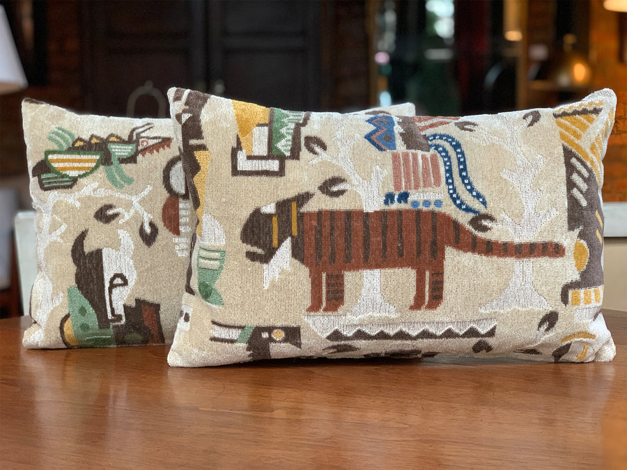 Custom Pillows With Clarence House Cut Velvet Fabric - A Pair