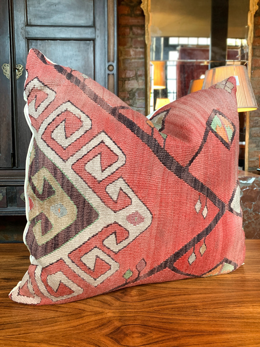 Custom Red Kilim Rug Pillow