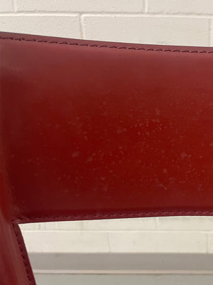 Three Italian Bottega Red Leather Stools by Frag