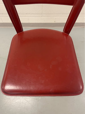 Three Italian Bottega Red Leather Stools by Frag