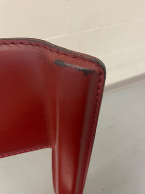Three Italian Bottega Red Leather Stools by Frag