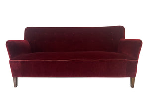 Mid-Century Danish Modern Wingback Mohair Sofa by Slagelse Møbelværk