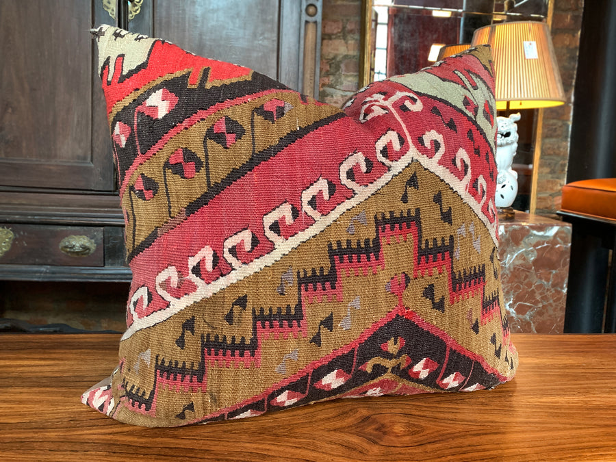 Custom Red & Tan Kilim Pillow