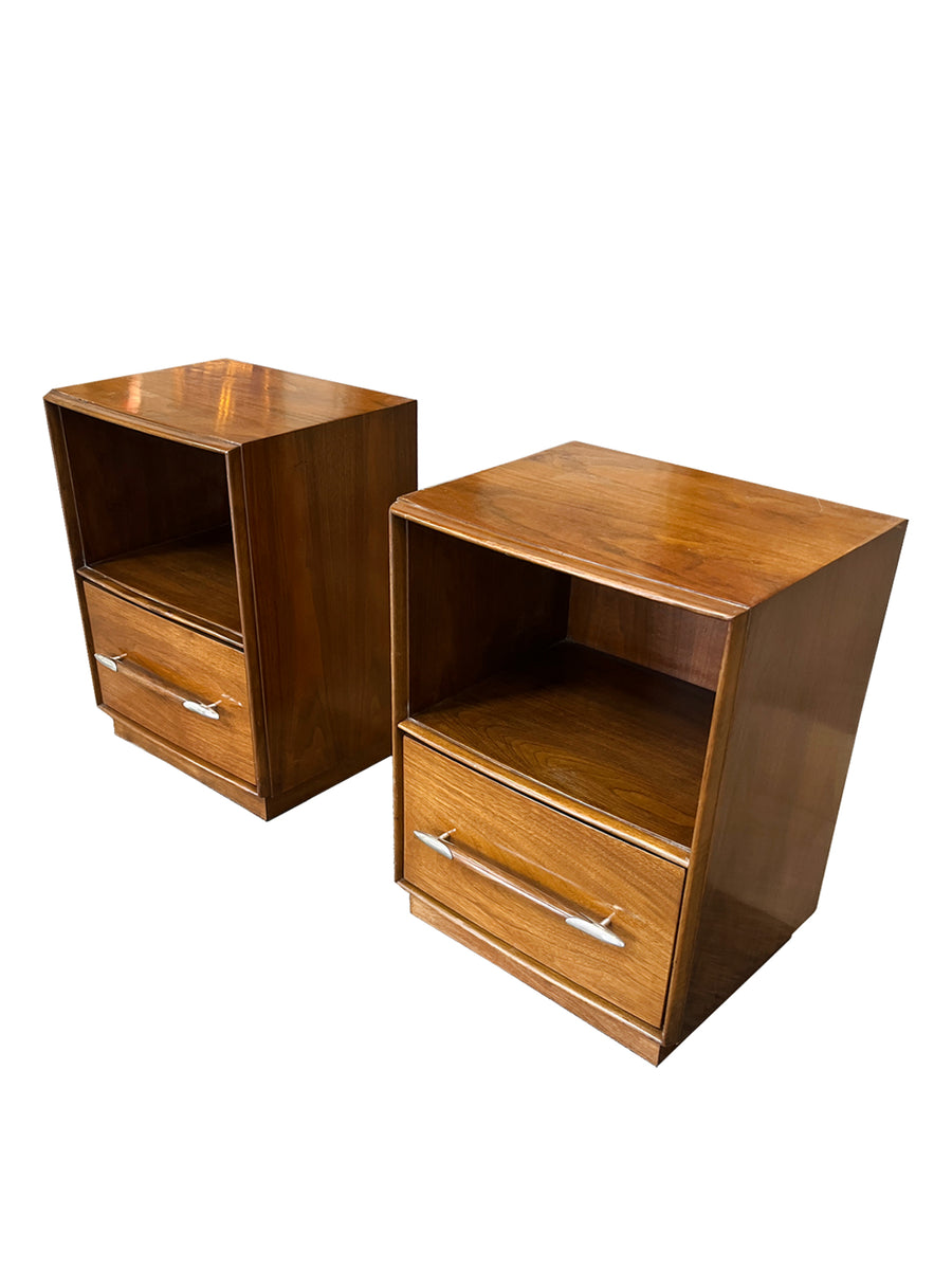 Widdicomb Walnut Nightstand End Tables by T. H. Robsjohn-Gibbings - A Pair
