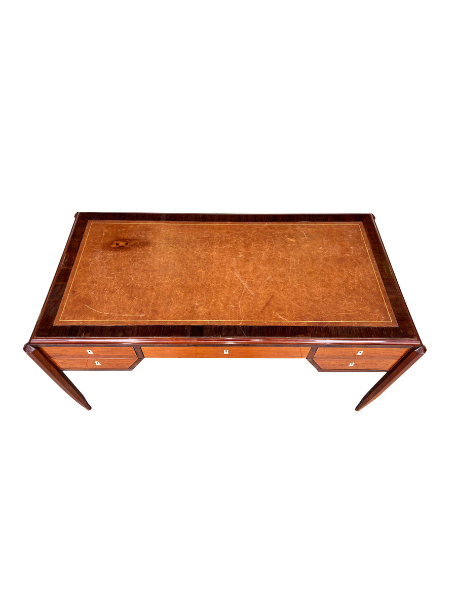Art Deco Wood and Leather Top Desk in the Style of Jacques Adnet