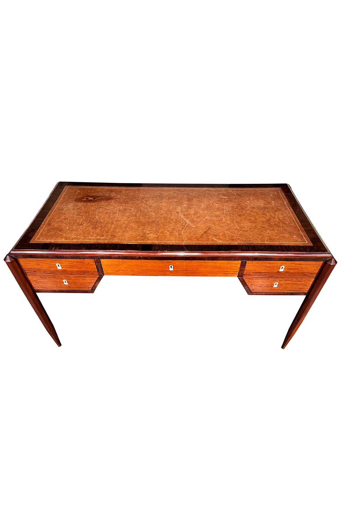 Art Deco Wood and Leather Top Desk in the Style of Jacques Adnet