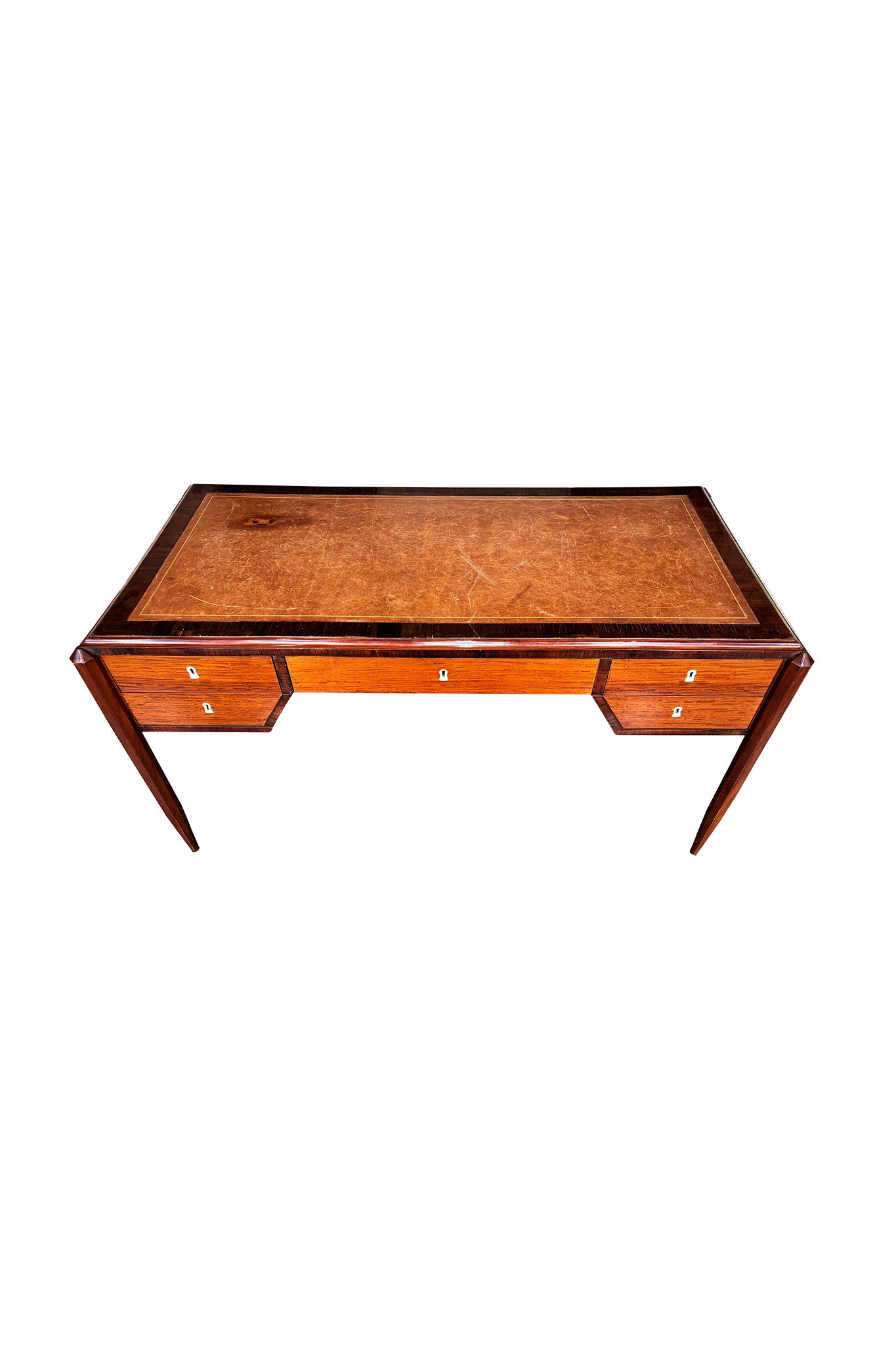 Art Deco Wood and Leather Top Desk in the Style of Jacques Adnet
