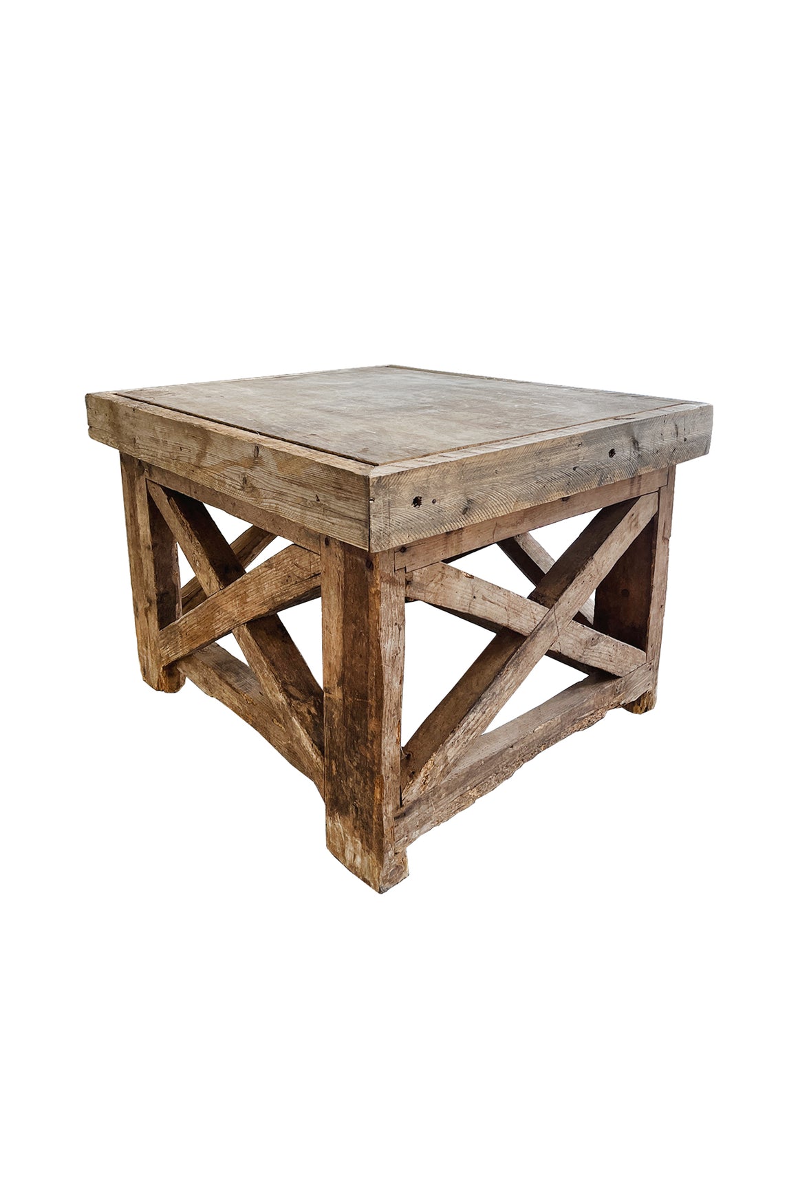 Rustic Plinth Made From Antique Pine & Chestnut Wood Beams
