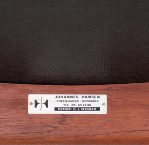 Pair of Hans Wegner For Hansen Teak Leather and Upholstered  'JH-513' Armchairs