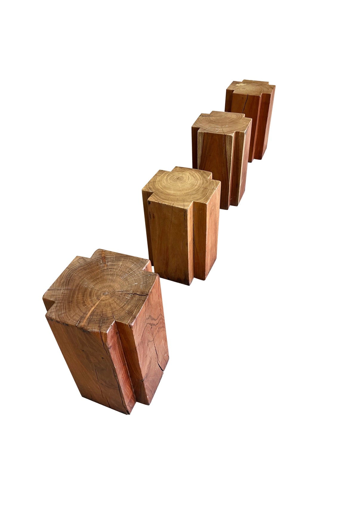 Set of 4 Modern Teak Pedestal Tables