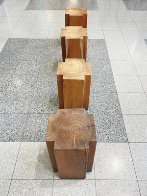 Set of 4 Modern Teak Pedestal Tables