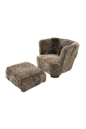 Danish Modern Lambswool Club Chair With Ottoman - Attributed to Slagelse Møbelværk