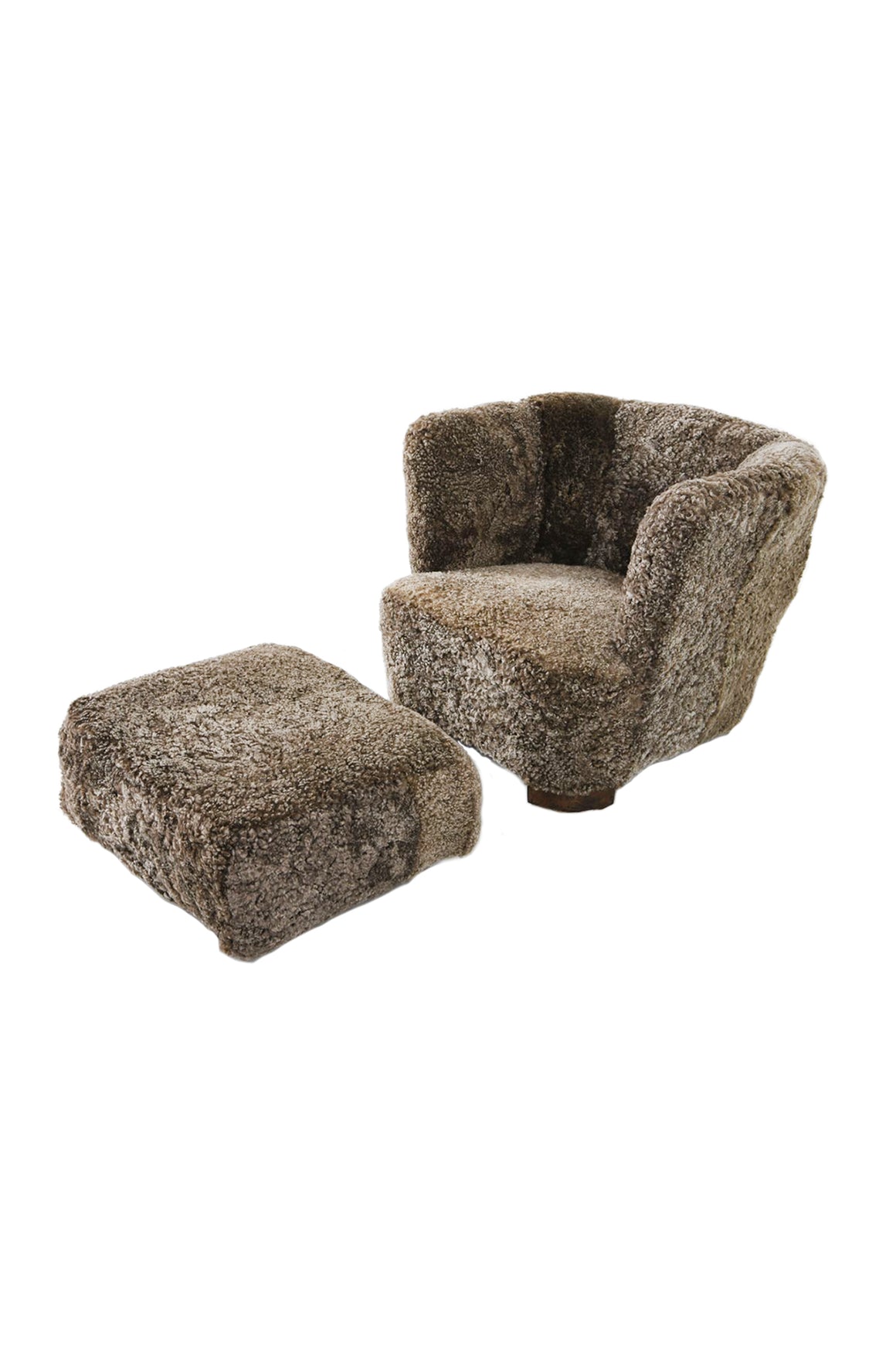 Danish Modern Lambswool Club Chair With Ottoman - Attributed to Slagelse Møbelværk