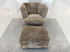 Danish Modern Lambswool Club Chair With Ottoman - Attributed to Slagelse Møbelværk