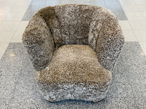 Danish Modern Lambswool Club Chair With Ottoman - Attributed to Slagelse Møbelværk