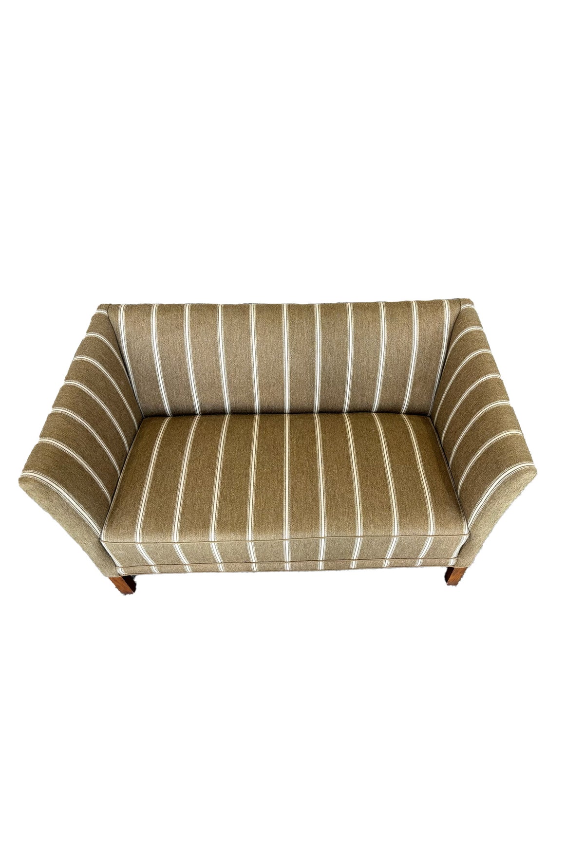 Mid Century Cocktail Sofa in Striped Upholstery