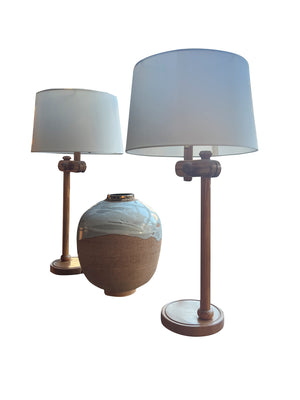 Pair of Vintage Swedish Pine Table Lamps