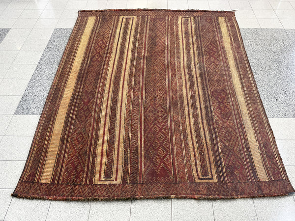Tuareg Woven Leather & Reed Rug | 11' x 7' 4