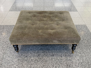 George Smith Style Tufted Velvet Ottoman