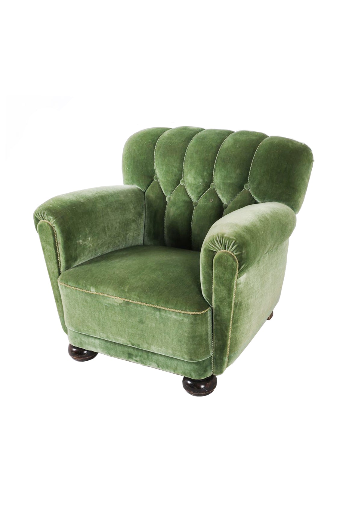 Danish Deco Green Mohair Club Chair