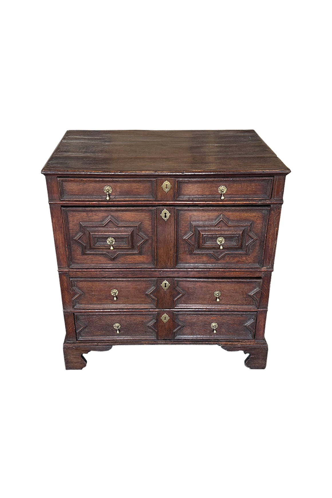 Antique William & Mary English Black Oak Chest of Drawers