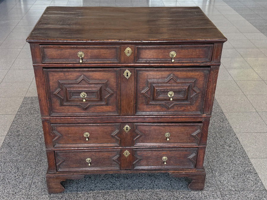 Antique William & Mary English Black Oak Chest of Drawers