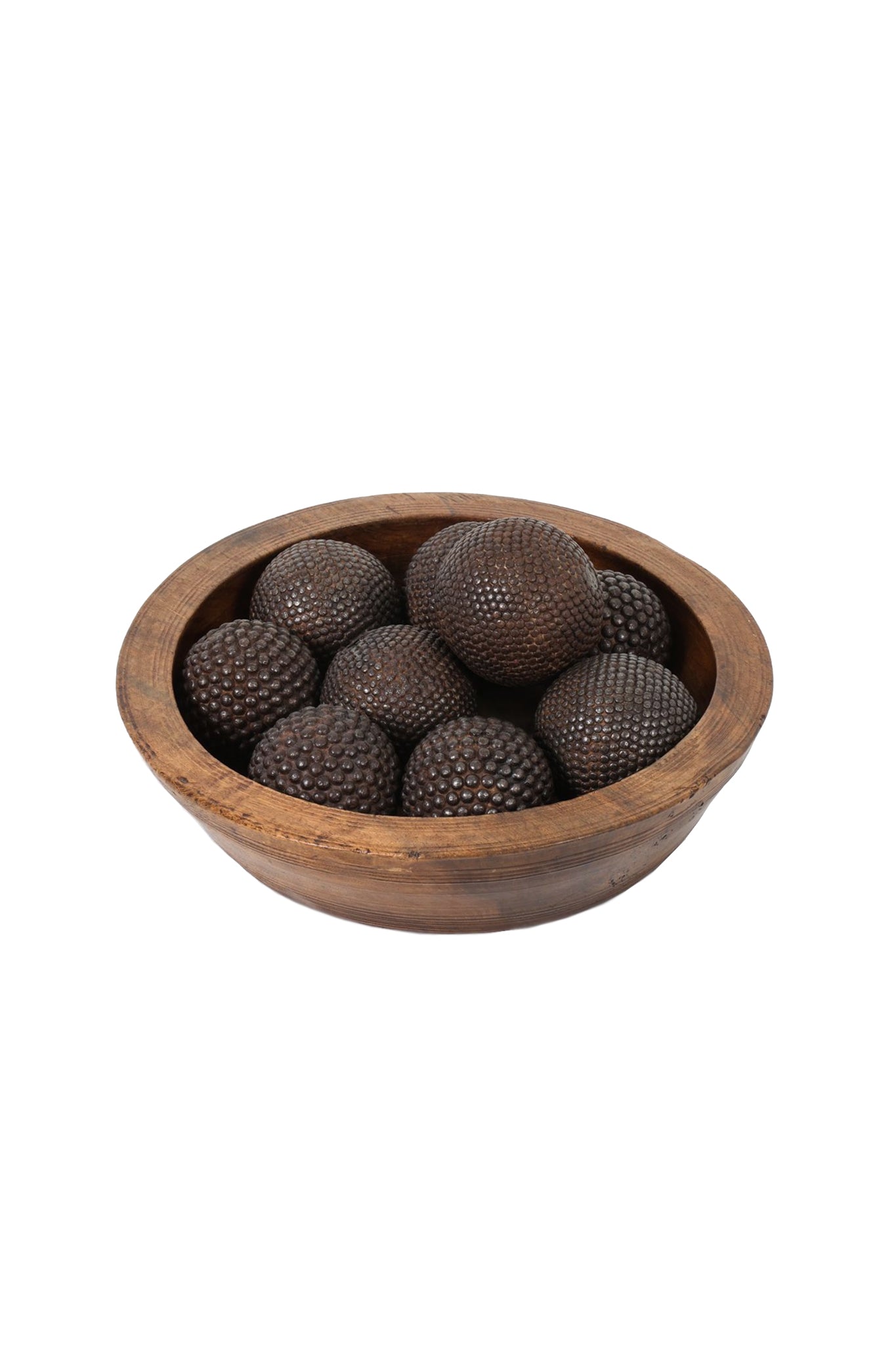 Wooden Bowl With 9 French Iron Boules
