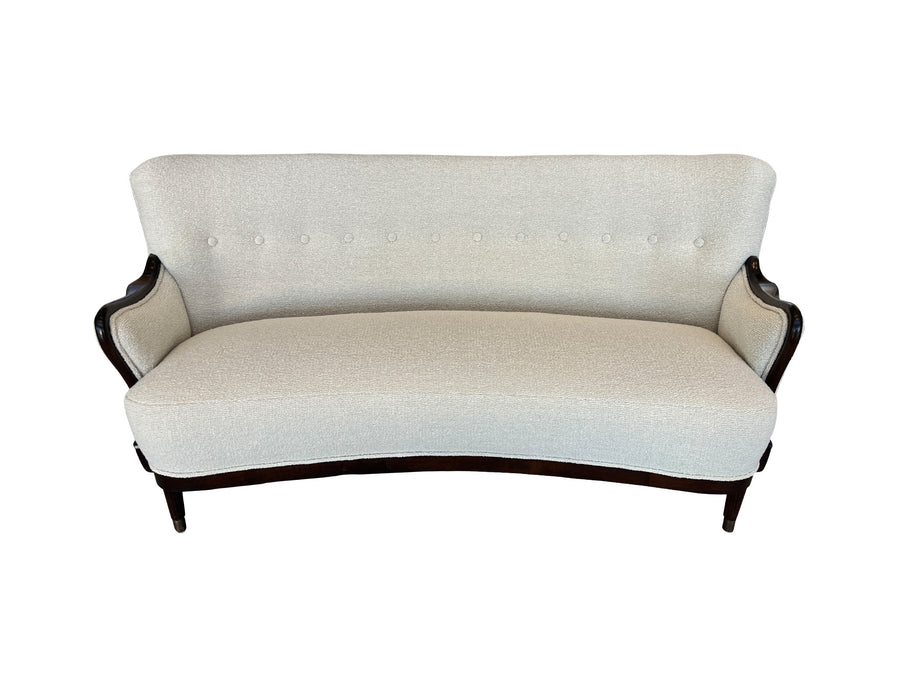 1940s Danish Sofa by Alfred Christensen in Ivory Bouclé