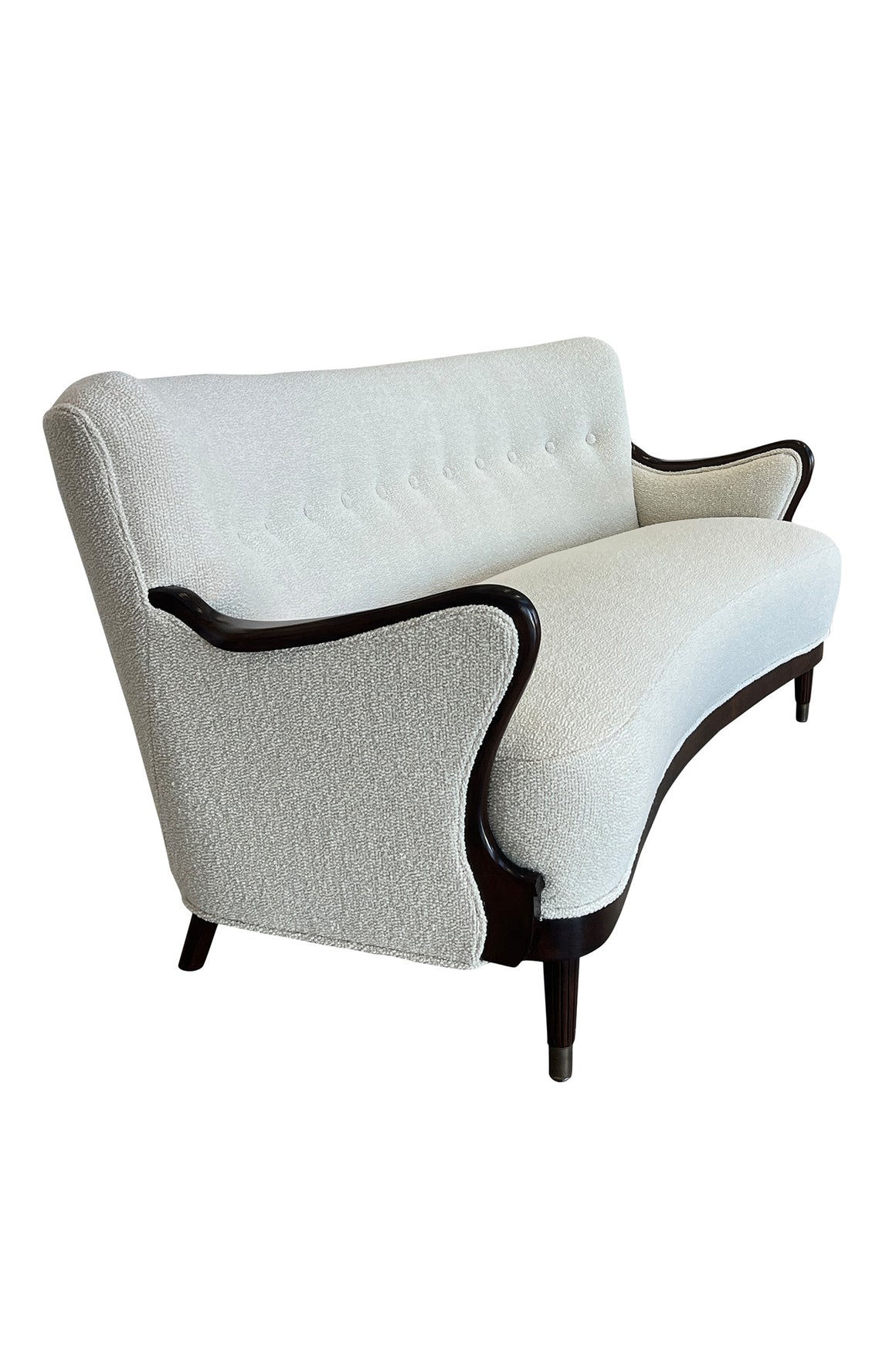 1940s Danish Sofa by Alfred Christensen in Ivory Bouclé