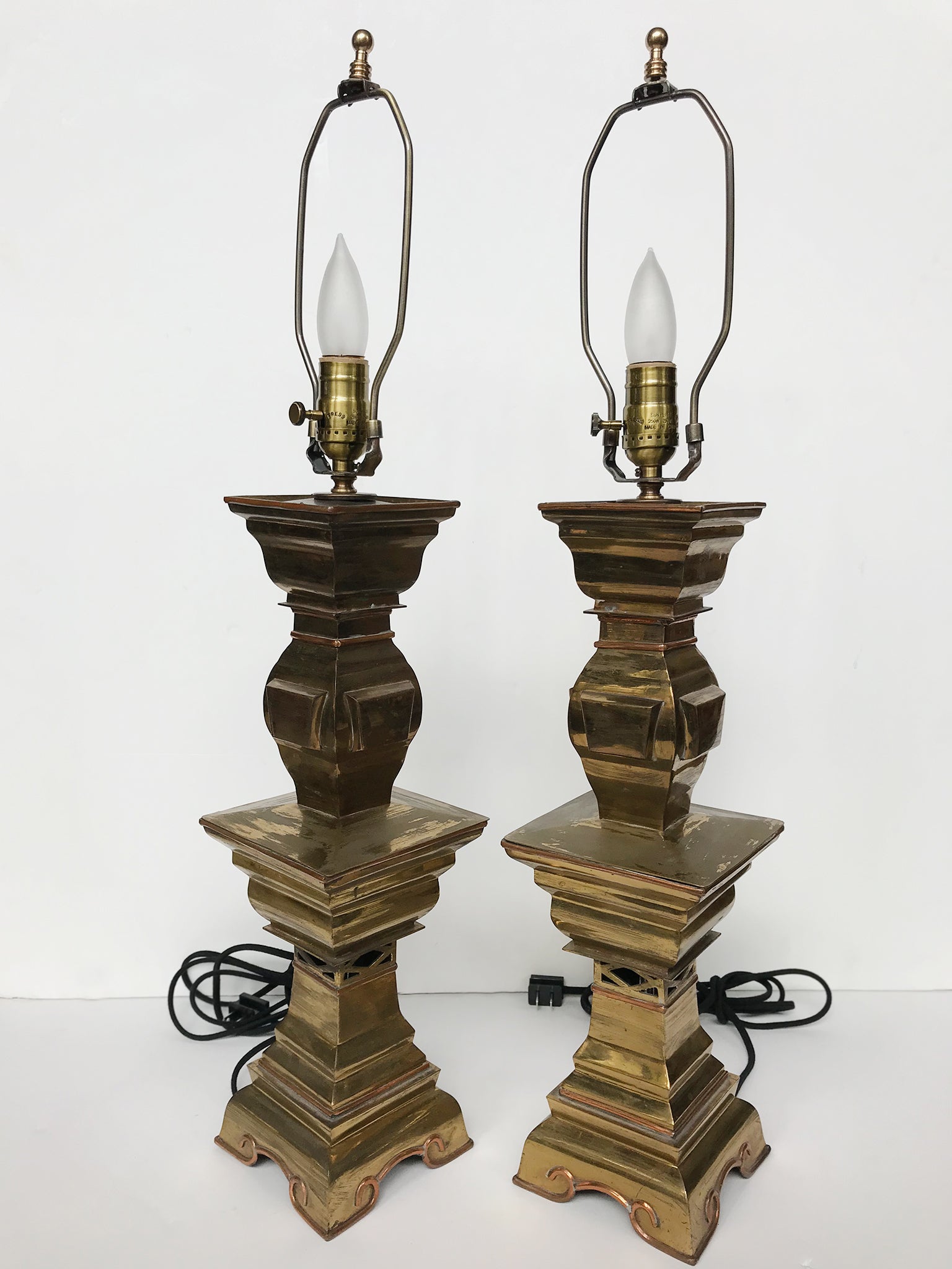 Vintage Brass Candlestick Table Lamp