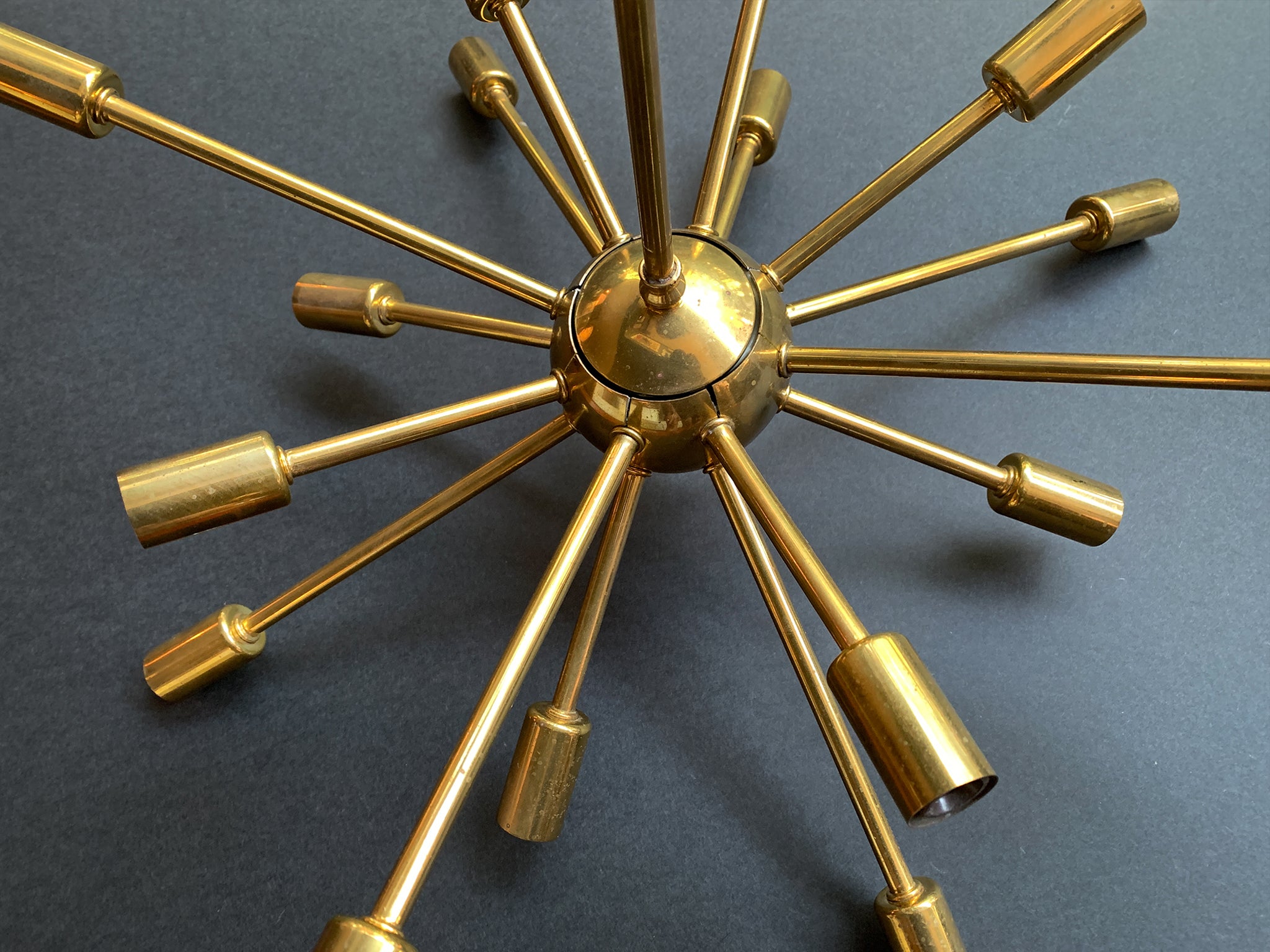 Mid Century Sputnik Brass Chandelier SPURCHIN , Handmade Statement