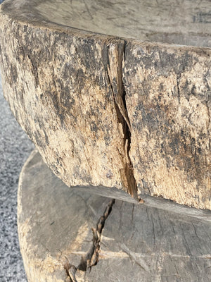 African Carved Solid Wood Side Table