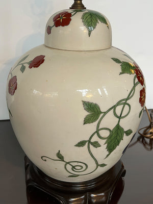 Pair of 20th Century Chinese Ginger Jar Lamps With Birds of Paradise