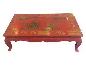 Chinese Lacquered & Hand-Painted Gilt Coffee Table
