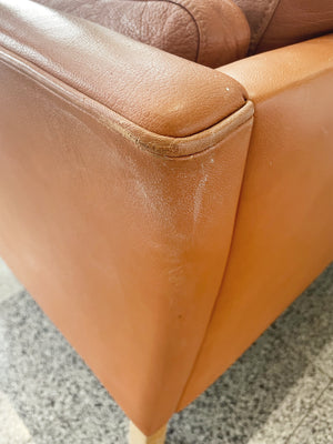 Danish Modern Leather Settee by Mogens Hansen