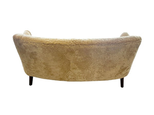 1940s Danish Settee by Ole Wanscher in Tan Shearling