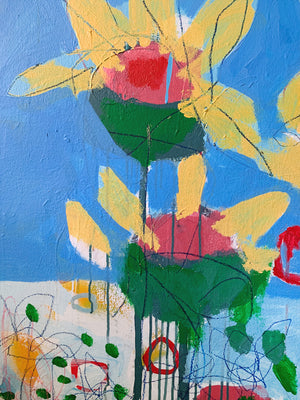 M. P. Landis Landscape Painting (Yellow Flowers & Blue Sky)