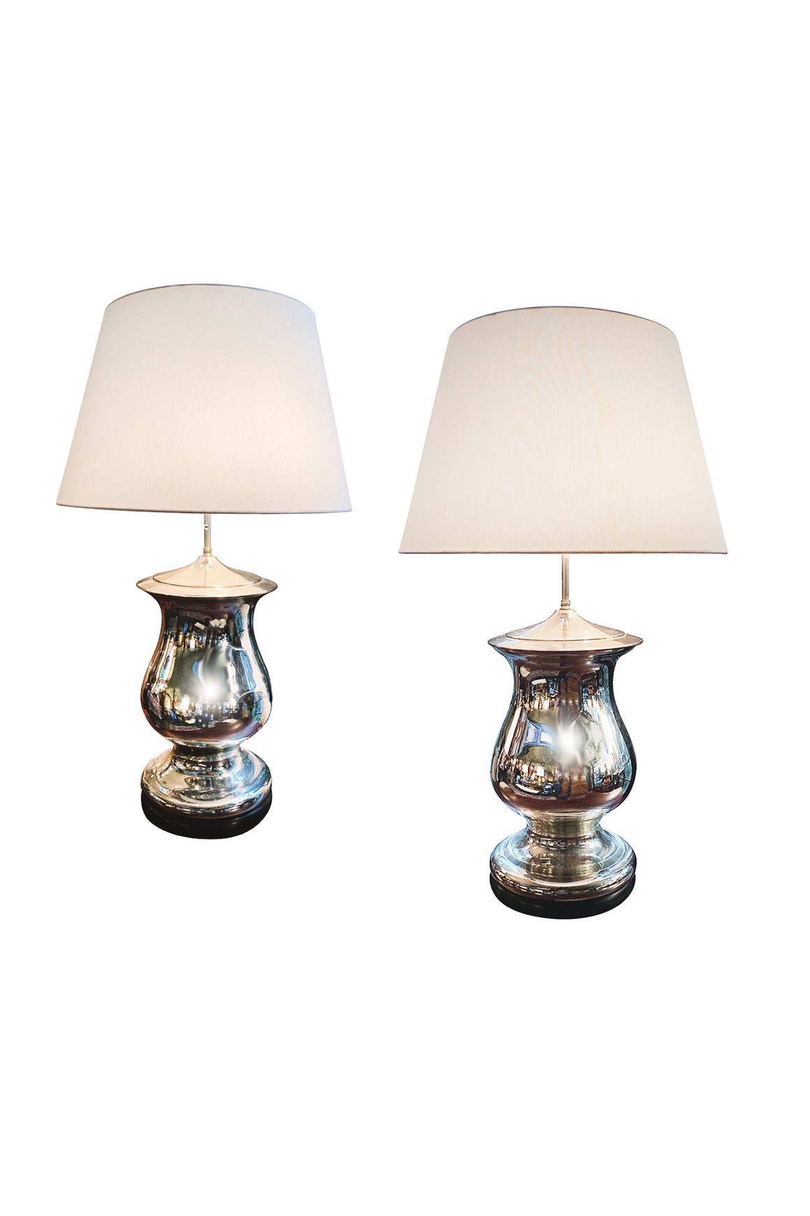 Pair of Mid-20th Century Mercury Glass Table Lamps