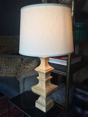 Pair of 20th Century Wood Chess Piece Column Table Lamps