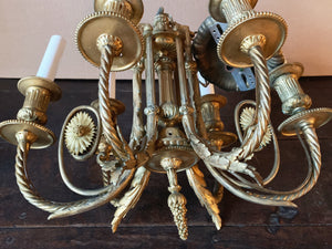 Pair of Early 20th Century Gilt Bronze Chandeliers
