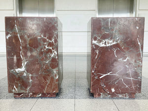 Pair of Midcentury Marble Pedestal Side Tables