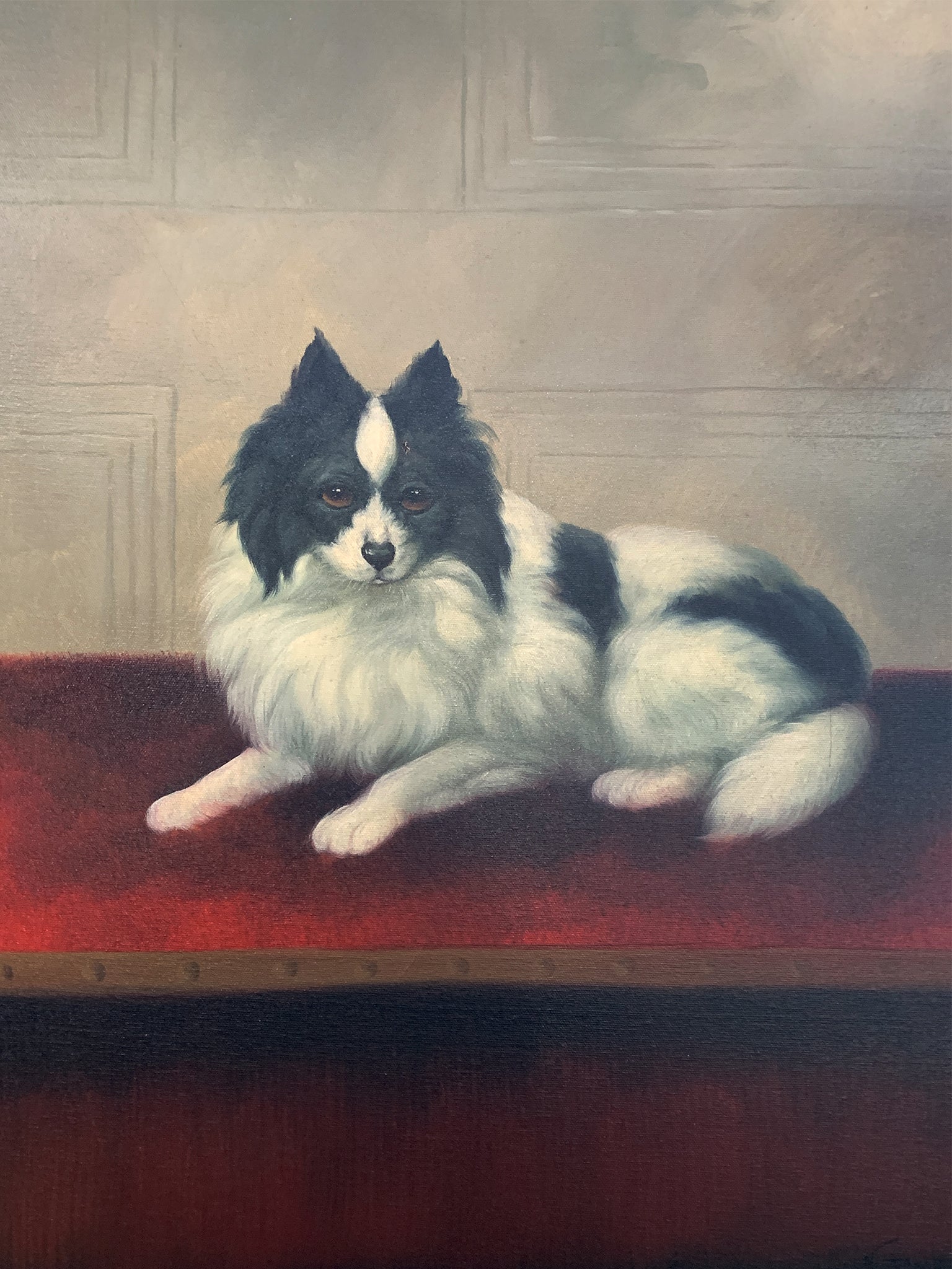 Papillon (White and Black) Painting - Dog Art Silv Silver Plated