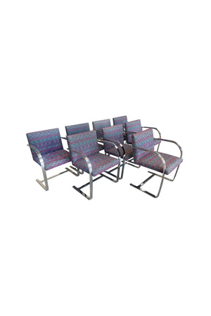 1980s Chrome Chairs Attributed to Ludwig Mies Van Der Rohe - a Set of 8