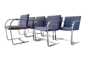 1980s Chrome Chairs Attributed to Ludwig Mies Van Der Rohe - a Set of 8